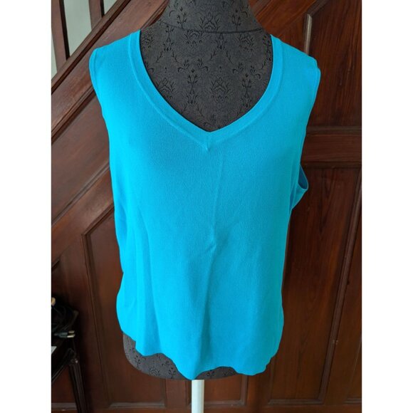 Talbots XL Turquoise Sleeveless V-Neck Top - Picture 1 of 7